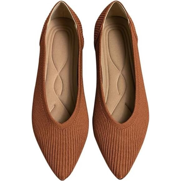 Women's Flats Shoes Pointed Toe Knit Ballet Comfortable Dressy Slip On Flat - Picture 7 of 7